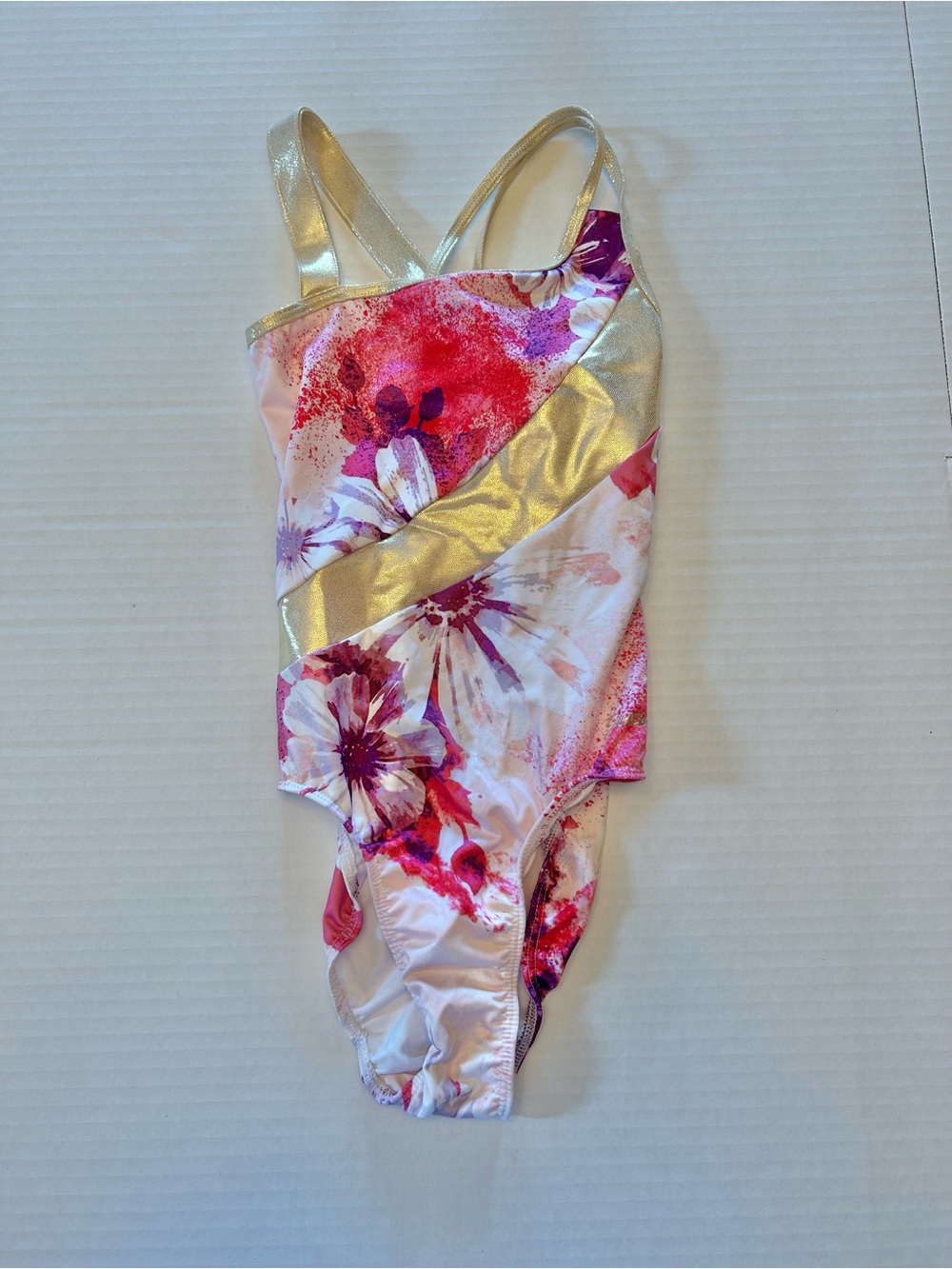 Justice Floral Dance & Gymnastics Leotard Swimwear Bathing Suit Girls 7/8